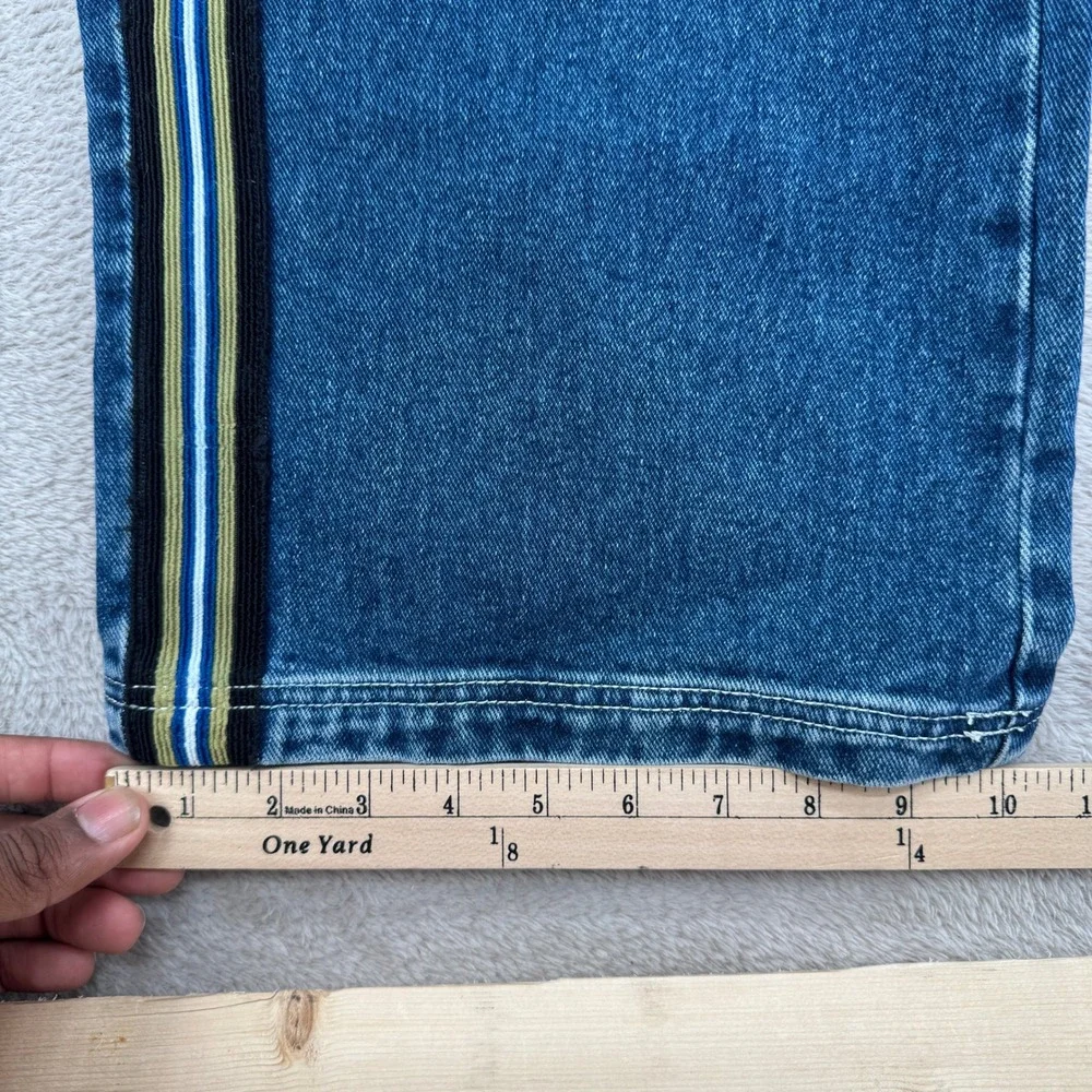 NWT VTG 90s‎ Revolt Wide Leg Jeans Womens 16 Blue Denim Striped High Rise Baggy